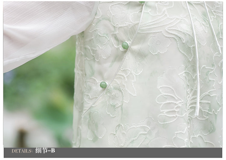 新中式女装中国风斜襟小清新上衣国风套装改良汉服唐装禅服茶服