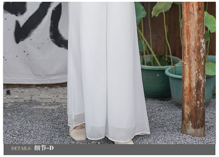 新中式女装中国风斜襟小清新上衣国风套装改良汉服唐装禅服茶服