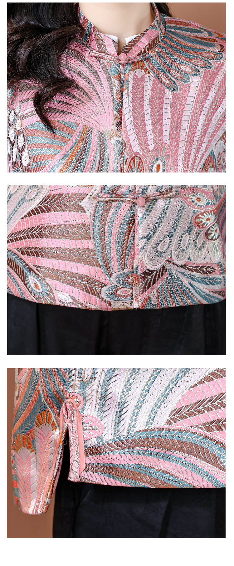 织锦缎新中式马甲外套女2025秋新款粉色复古盘扣国风上衣背心