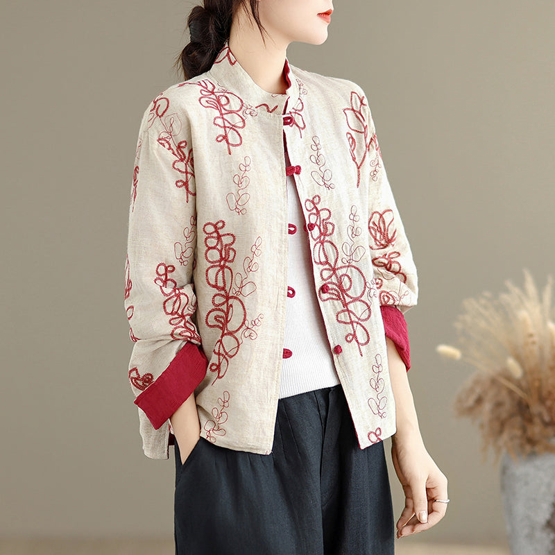新中式复古独特巨好看红色印花衬衫女高级感轻奢减龄洋气秋季外套