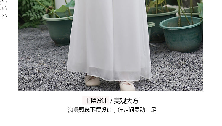 新中式女装中国风斜襟小清新上衣国风套装改良汉服唐装禅服茶服