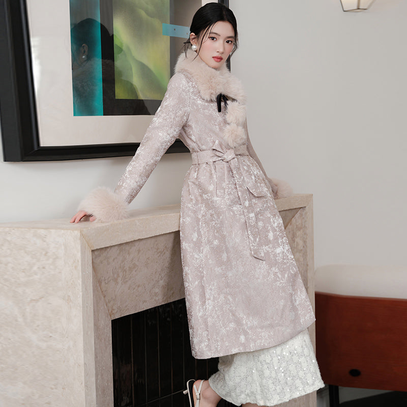 夹棉国风新中式高级加厚环保毛领盘扣羽绒大衣