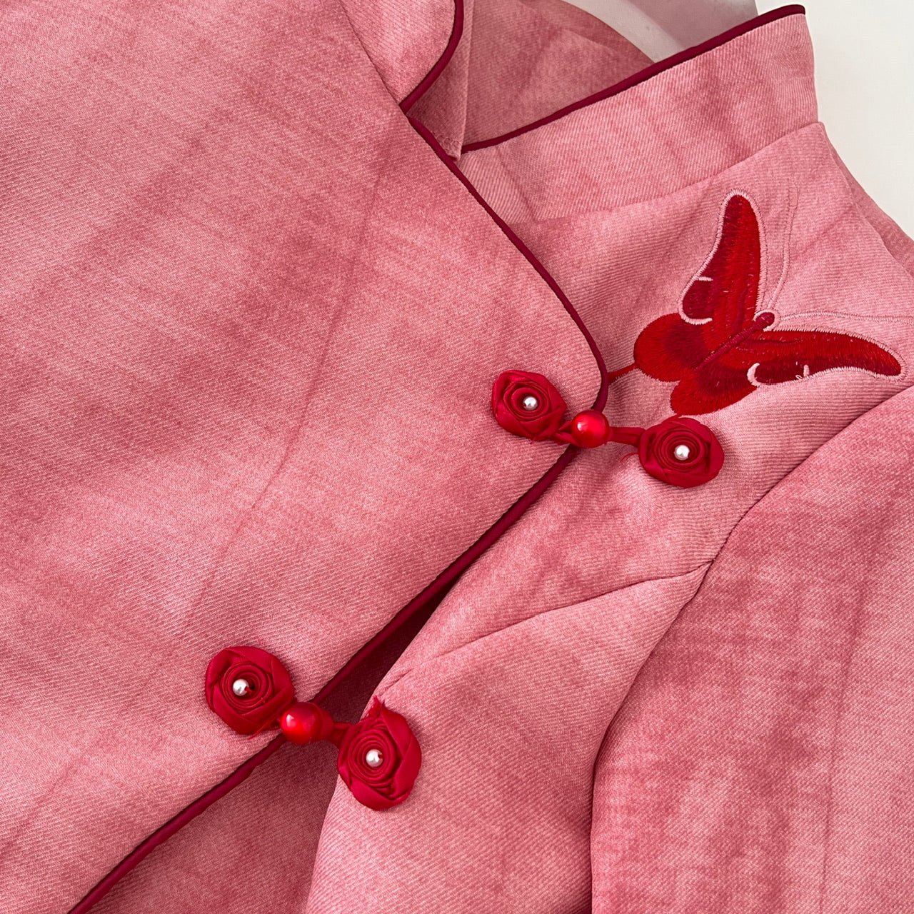 新中式国风刺绣套装撞色蝴蝶刺绣上衣半裙