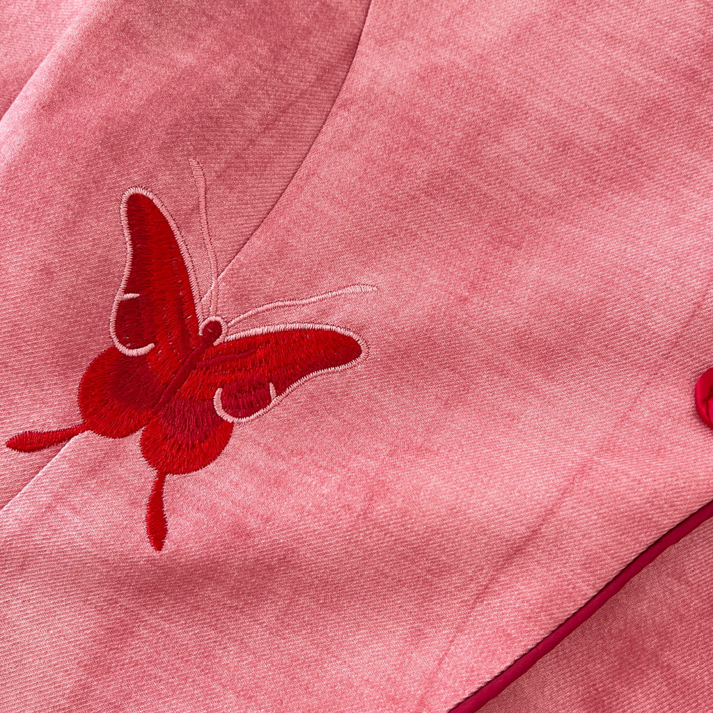 新中式国风刺绣套装撞色蝴蝶刺绣上衣半裙