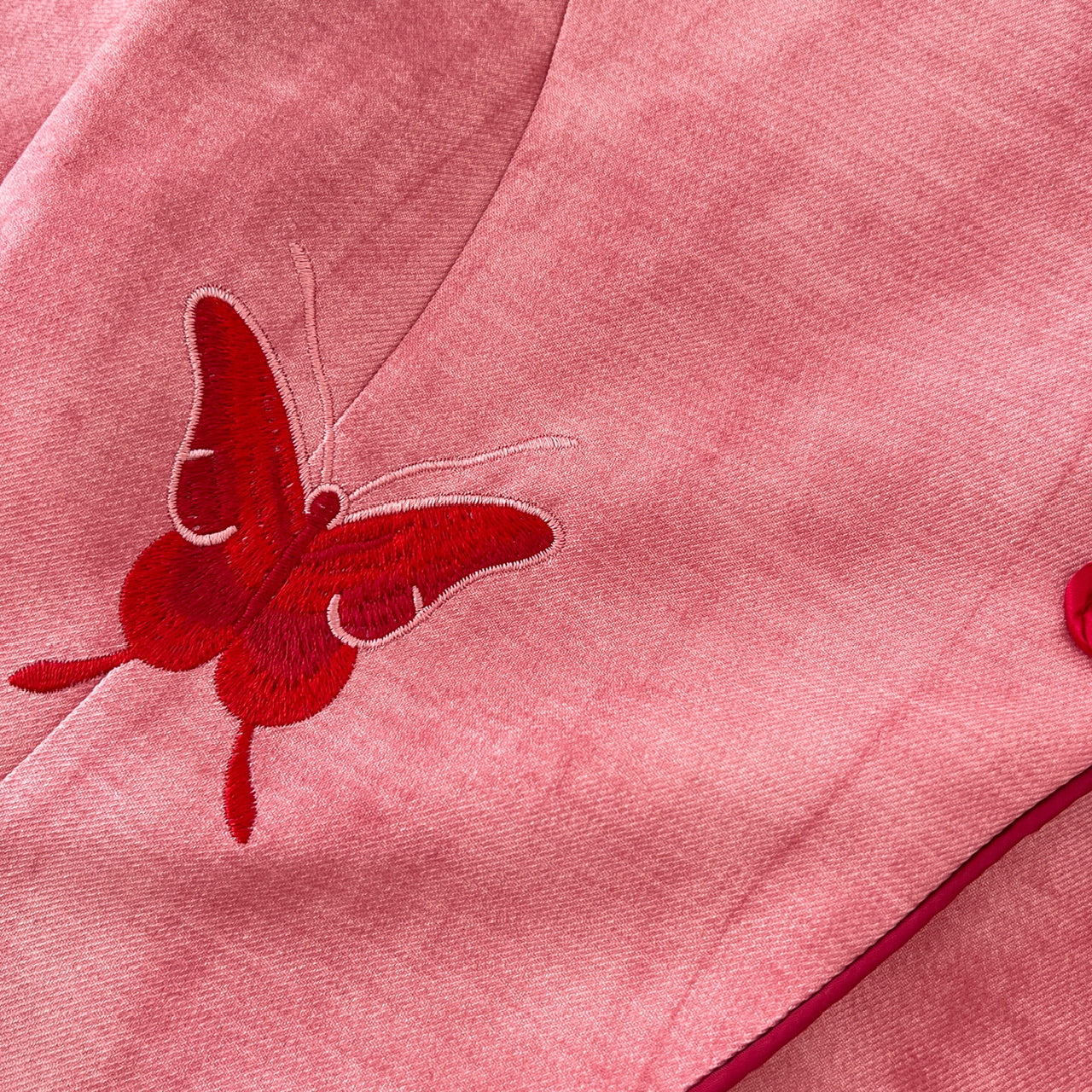 新中式国风刺绣套装撞色蝴蝶刺绣上衣半裙